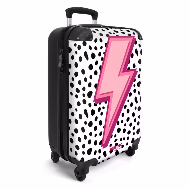 Bliksem - Roze - Stippen NBS - Handbagage koffer - Volwassenen Unisex middel -productfoto_3d
