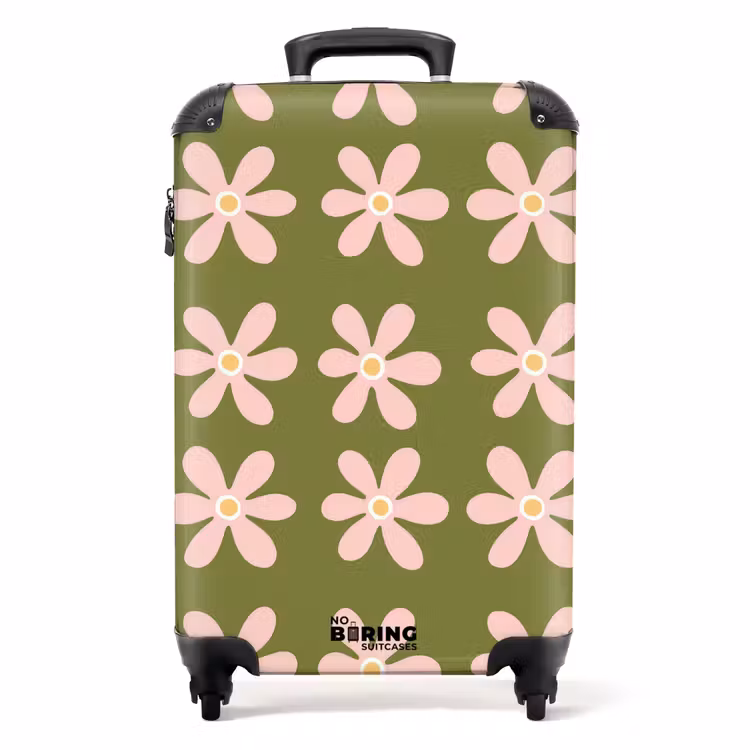 Bloem - Modern - Groen NBS - Handbagage koffer - Volwassenen Unisex middel -productfoto_recht