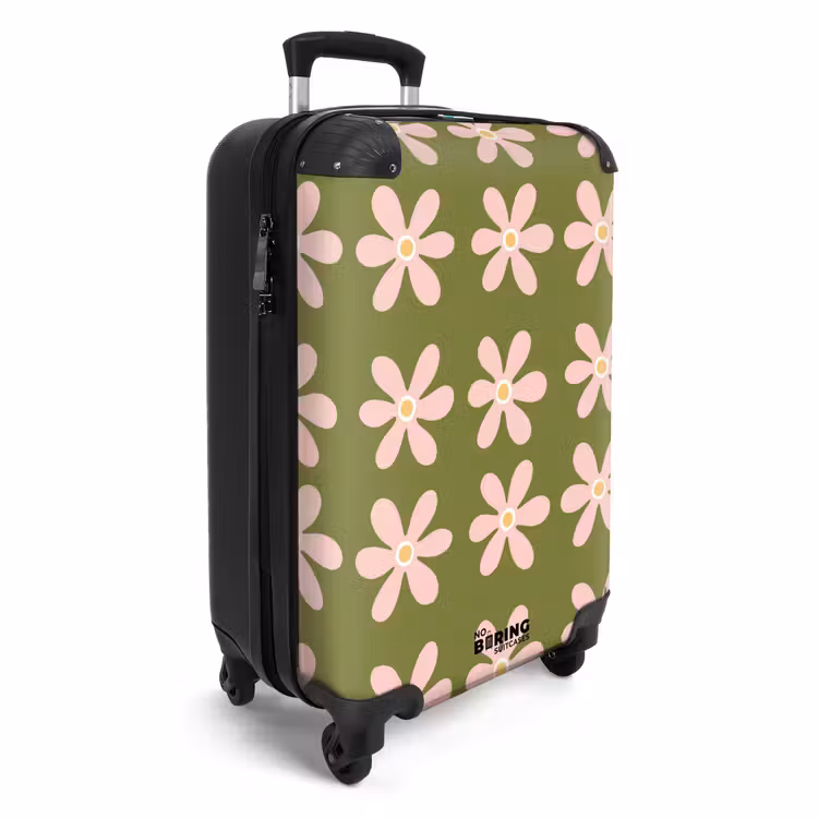 Bloem - Modern - Groen NBS - Handbagage koffer - Volwassenen Unisex middel -productfoto_3d