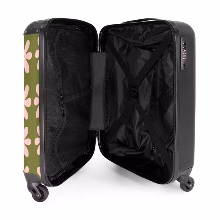 Bloem - Modern - Groen NBS - Handbagage koffer - Volwassenen Unisex middel -binnenkant
