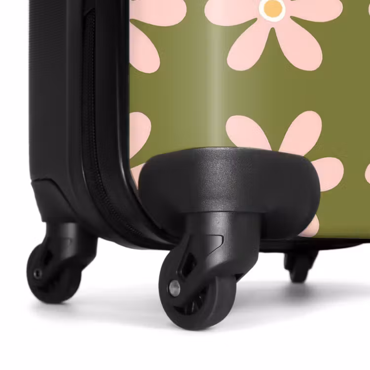 Bloem - Modern - Groen NBS - Handbagage koffer - Volwassenen Unisex middel -wiel