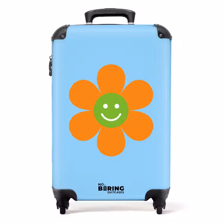 Bloem - Smiley - Kleurrijk NBS - Handbagage koffer - Volwassenen Unisex middel -productfoto_recht