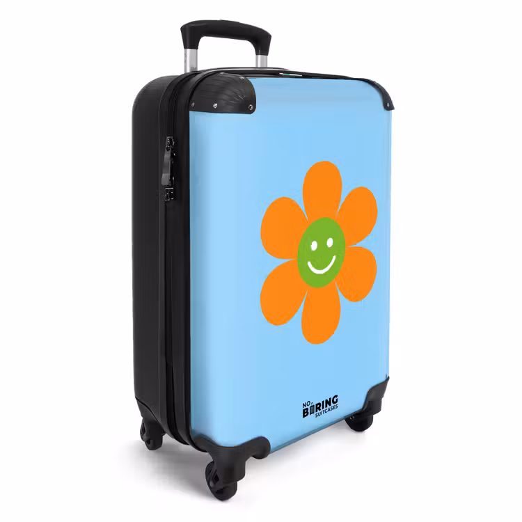 Bloem - Smiley - Kleurrijk NBS - Handbagage koffer - Volwassenen Unisex middel -productfoto_3d