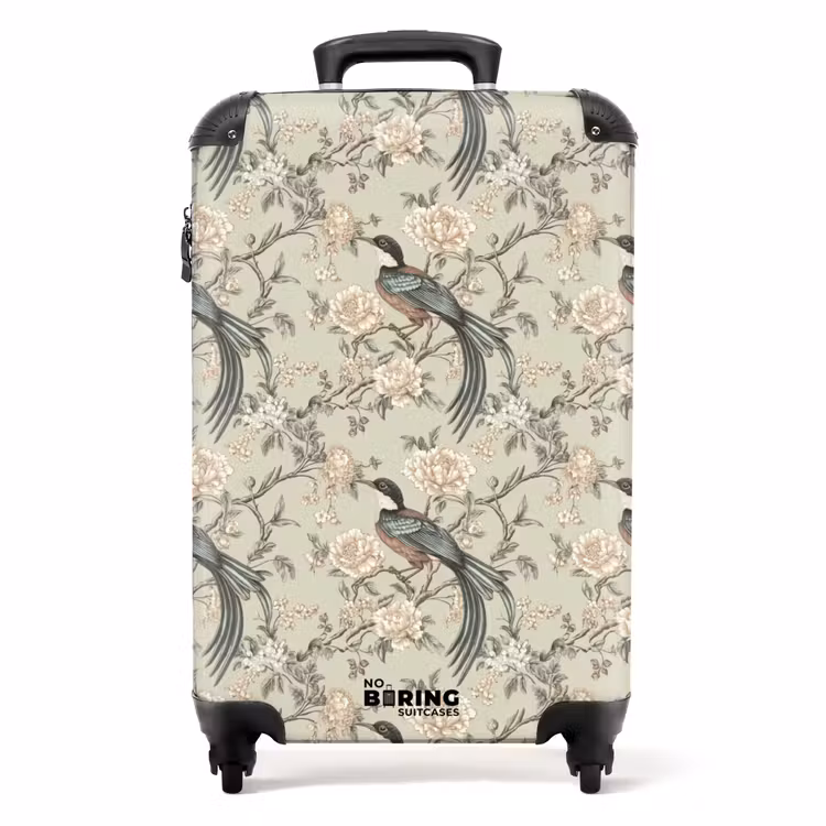 Bloem - Vogel - Kleurrijk NBS - Handbagage koffer - Volwassenen Unisex middel -productfoto_recht