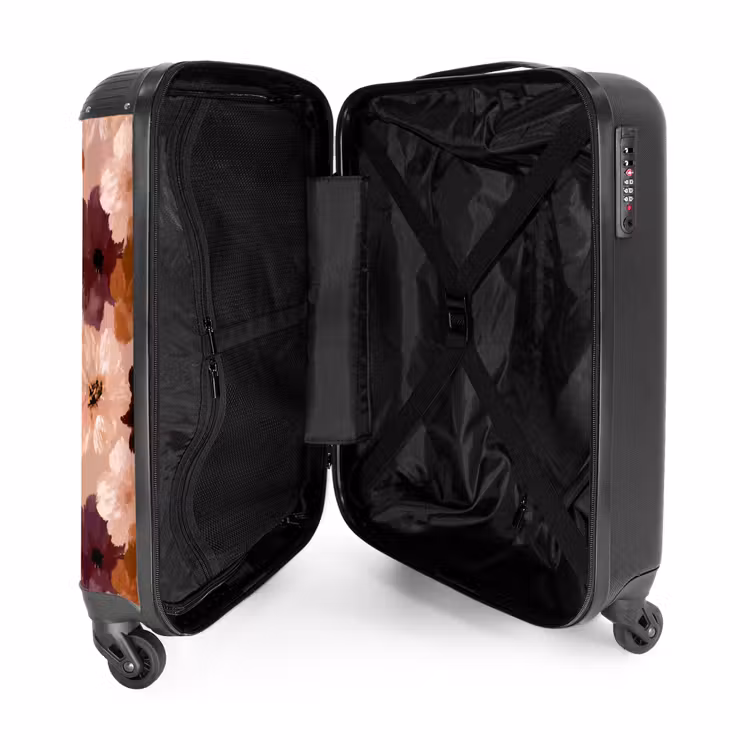 Bloemen - Abstract - Aardetinten NBS - Handbagage koffer - Volwassenen Unisex middel -binnenkant