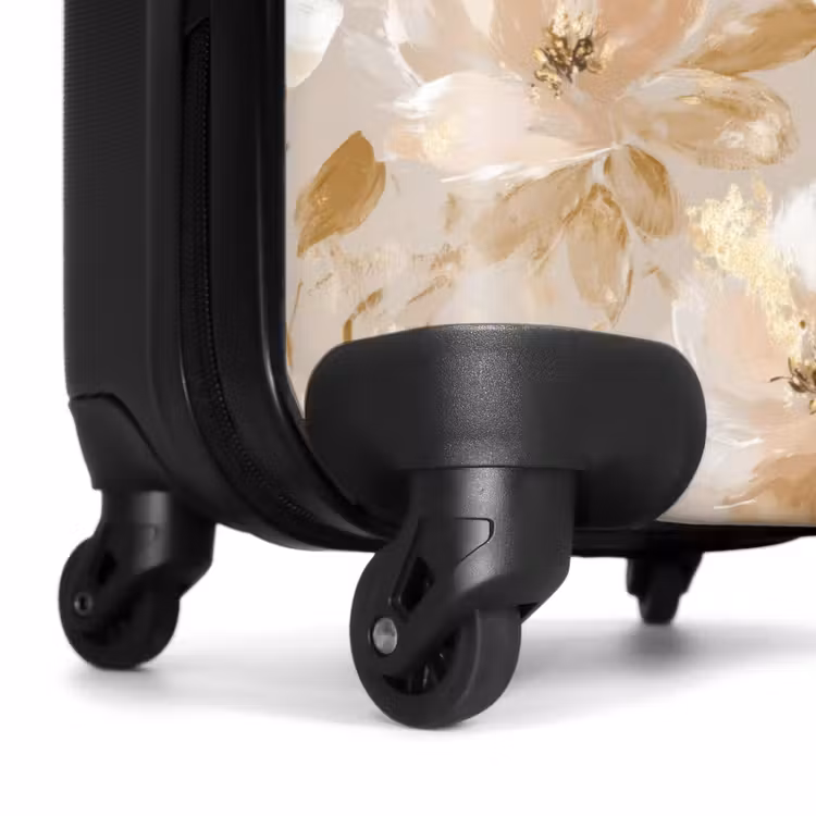 Bloemen - artistiek - Goud NBS - Handbagage koffer - Volwassenen Unisex middel -wiel