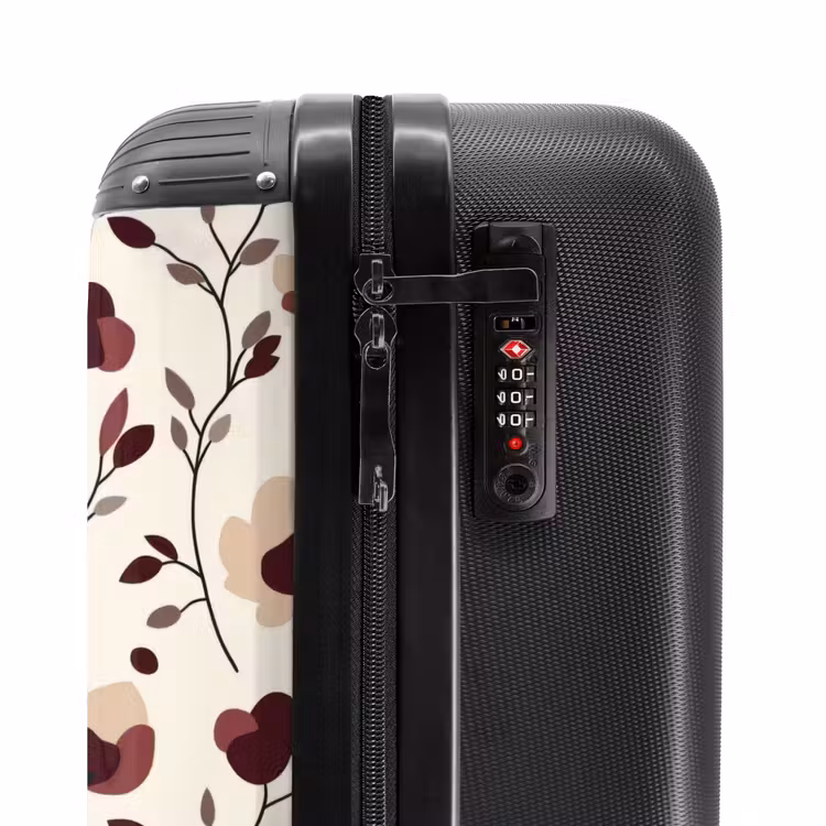 Bloemen - Botanisch - Bordeaux NBS - Handbagage koffer - Volwassenen Unisex middel -slot