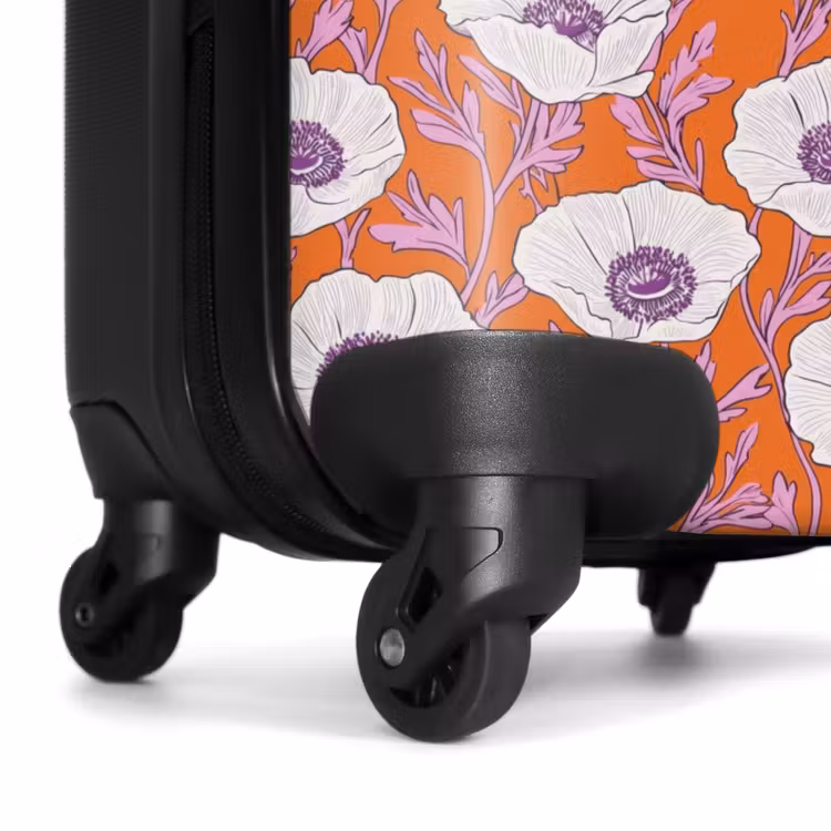 Bloemen - Grafisch - Oranje NBS - Handbagage koffer - Volwassenen Unisex middel -wiel