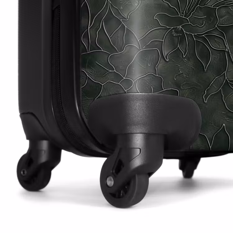 Koffer - Bloemen - Lijnen - Groen - Bloemen - Lijnen - Groen NBS - Handbagage koffer - Volwassenen Unisex middel