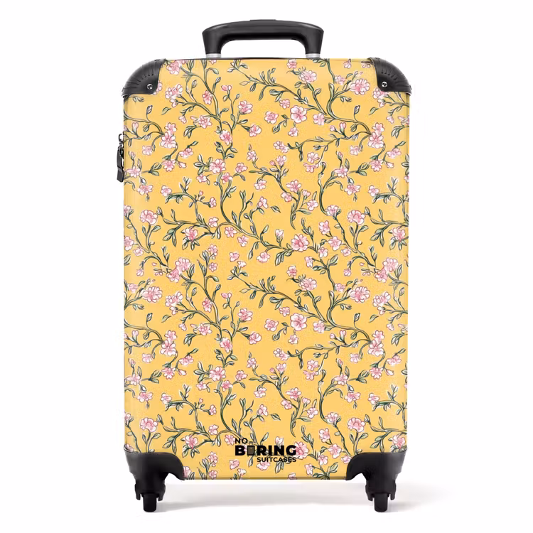 Bloemen - Motief - Geel NBS - Handbagage koffer - Volwassenen Unisex middel -productfoto_recht