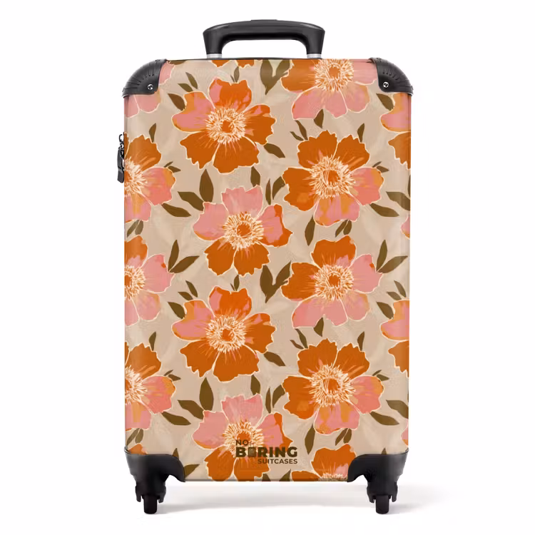 Bloemen - Motief - Retro NBS - Handbagage koffer - Volwassenen Unisex middel -productfoto_recht
