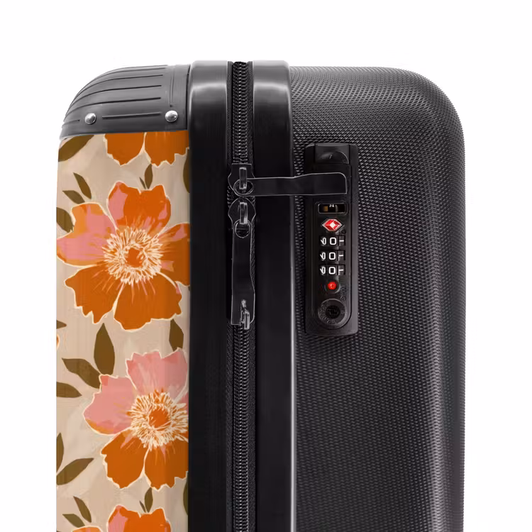 Bloemen - Motief - Retro NBS - Handbagage koffer - Volwassenen Unisex middel -slot