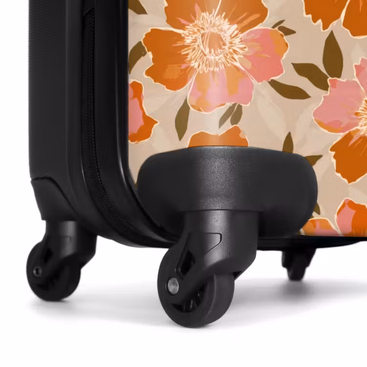 Bloemen - Motief - Retro NBS - Handbagage koffer - Volwassenen Unisex middel -wiel