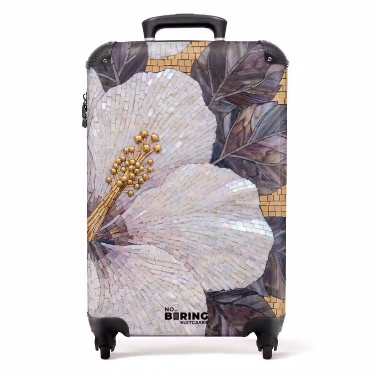 Koffer - Bloemen - Mozaïek - Kunst - Modern - Goud - Bloemen - Mozaïek - Kunst - Modern - Goud NBS - Handbagage koffer - Volwassenen Unisex middel