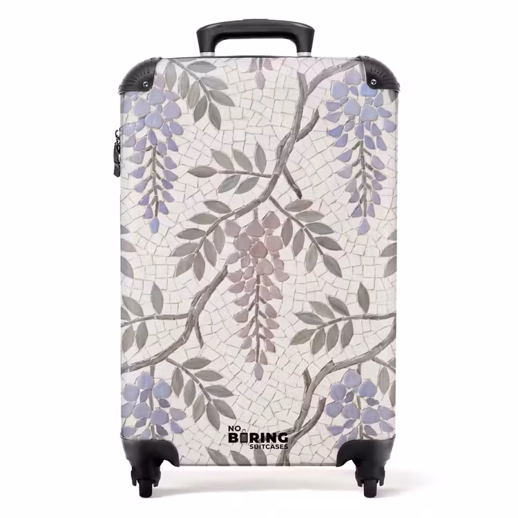 Koffer - Bloemen - Mozaïek - Natuur - Patroon - Paars - Bloemen - Mozaïek - Natuur - Patroon - Paars NBS - Handbagage koffer - Volwassenen Unisex middel