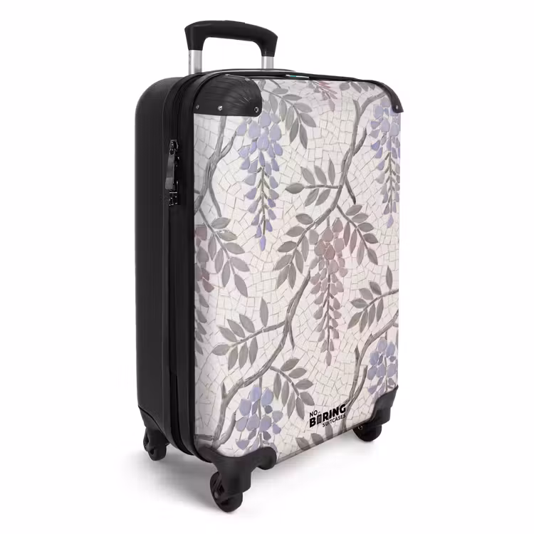 Koffer - Bloemen - Mozaïek - Natuur - Patroon - Paars - Bloemen - Mozaïek - Natuur - Patroon - Paars NBS - Handbagage koffer - Volwassenen Unisex middel