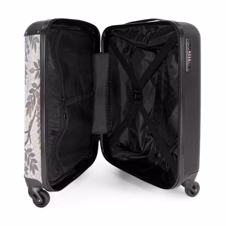 Koffer - Bloemen - Mozaïek - Natuur - Patroon - Paars - Bloemen - Mozaïek - Natuur - Patroon - Paars NBS - Handbagage koffer - Volwassenen Unisex middel