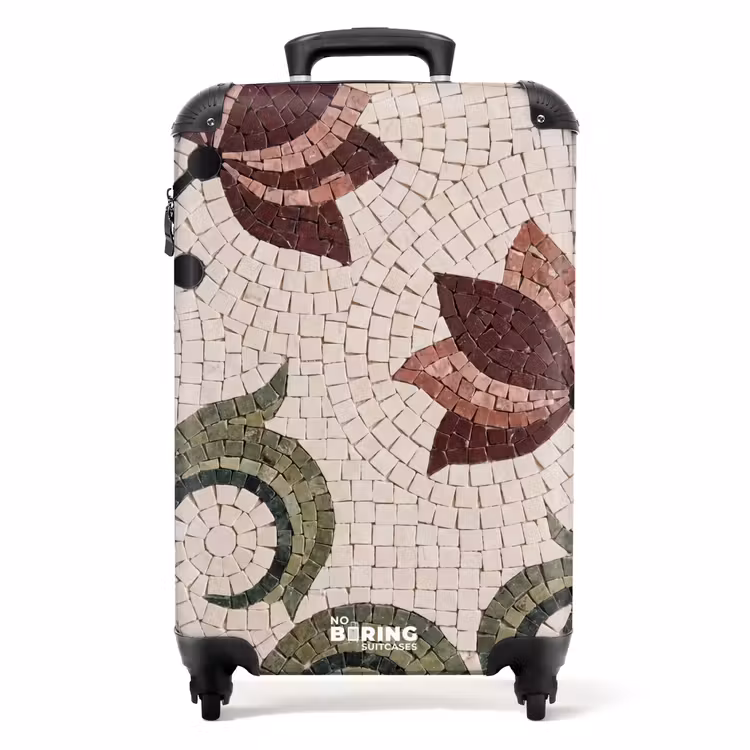 Koffer - Bloemen - Mozaïek - Patroon - Abstract - Groen - Bloemen - Mozaïek - Patroon - Abstract - Groen NBS - Handbagage koffer - Volwassenen Unisex middel