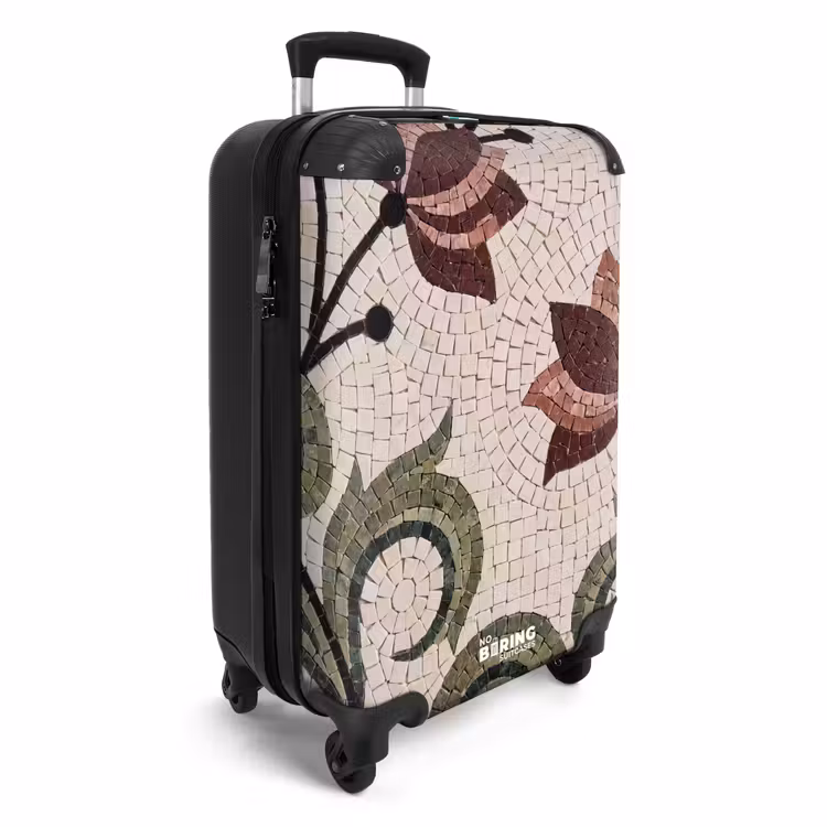 Koffer - Bloemen - Mozaïek - Patroon - Abstract - Groen - Bloemen - Mozaïek - Patroon - Abstract - Groen NBS - Handbagage koffer - Volwassenen Unisex middel