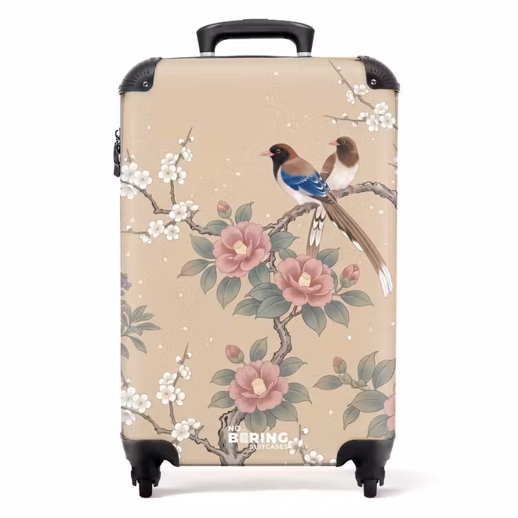 Koffer - Bloemen - Vogels - Bloemen - Bloemen - Vogels - Bloemen NBS - Handbagage koffer - Volwassenen Unisex middel