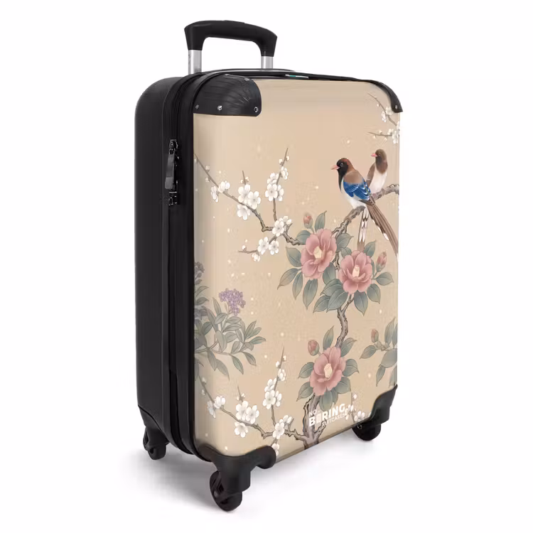 Koffer - Bloemen - Vogels - Bloemen - Bloemen - Vogels - Bloemen NBS - Handbagage koffer - Volwassenen Unisex middel