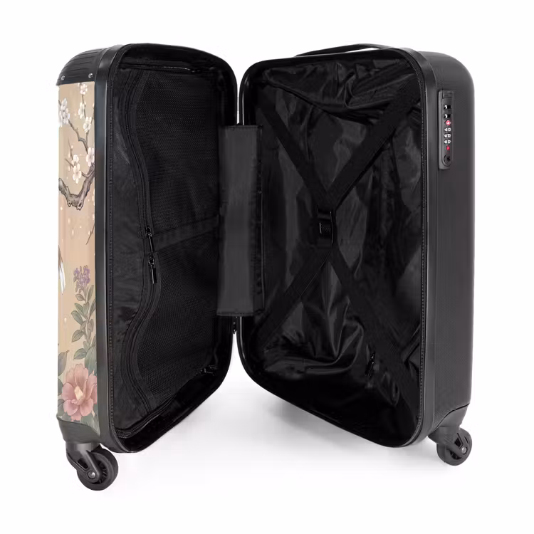 Koffer - Bloemen - Vogels - Bloemen - Bloemen - Vogels - Bloemen NBS - Handbagage koffer - Volwassenen Unisex middel