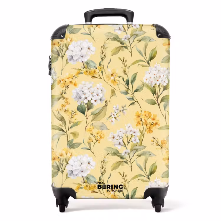 Bloesem patroon geel NBS - Handbagage koffer - Volwassenen Unisex middel -productfoto_recht