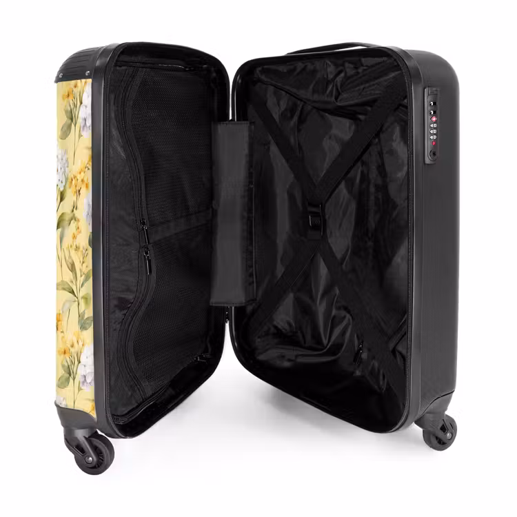 Bloesem patroon geel NBS - Handbagage koffer - Volwassenen Unisex middel -binnenkant
