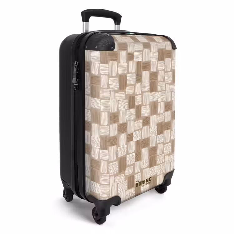 Blok - Patroon - Bruin NBS - Handbagage koffer - Volwassenen Unisex middel -productfoto_3d