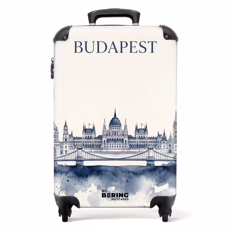 Koffer - Boedapest - Skyline - Architectuur - Aquarel - Blauw - Boedapest - Skyline - Architectuur - Aquarel - Blauw NBS - Handbagage koffer - Volwassenen Unisex middel