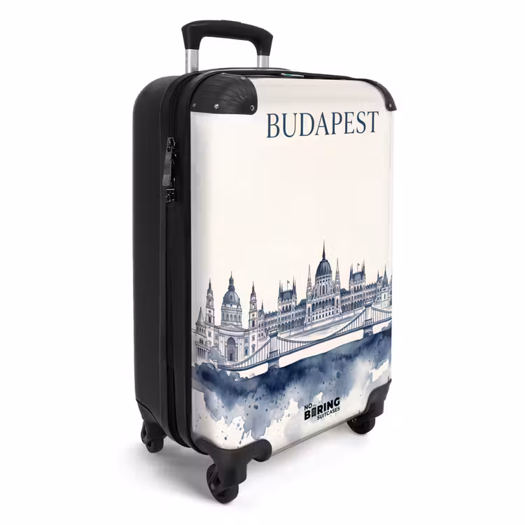 Koffer - Boedapest - Skyline - Architectuur - Aquarel - Blauw - Boedapest - Skyline - Architectuur - Aquarel - Blauw NBS - Handbagage koffer - Volwassenen Unisex middel