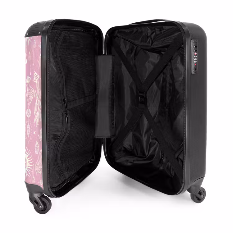 Boho - Roze hemelpatroon NBS - Handbagage koffer - Unisex middel -binnenkant