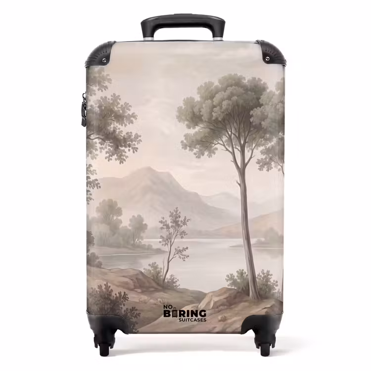 Koffer - Bomen - Meer - Bergen - Illustratie - Bomen - Meer - Bergen - Illustratie NBS - Handbagage koffer - Volwassenen Unisex middel