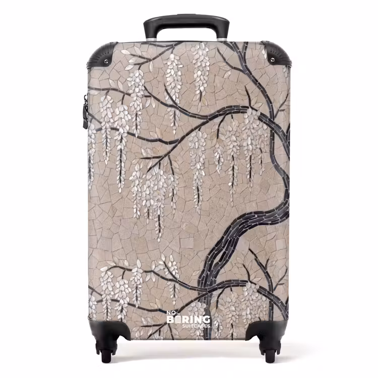 Koffer - Boom - Bloemen - Mozaïek - Kunst - Wit - Boom - Bloemen - Mozaïek - Kunst - Wit NBS - Handbagage koffer - Volwassenen Unisex middel