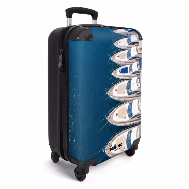 Koffer - Boot - Jachthaven - Water - Zomer - Blauw - Boot - Jachthaven - Water - Zomer - Blauw NBS - Handbagage koffer - Volwassenen Unisex middel