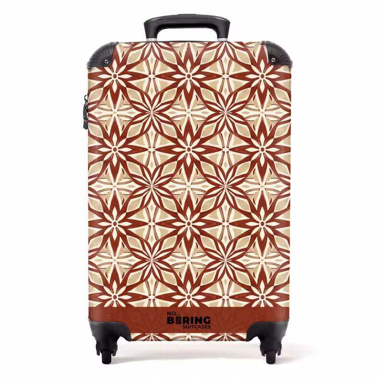 Koffer - Bordeauxrood - Geometrisch - Tegel - Patroon - Bordeauxrood - Geometrisch - Tegel - Patroon NBS - Handbagage koffer - Volwassenen Unisex middel