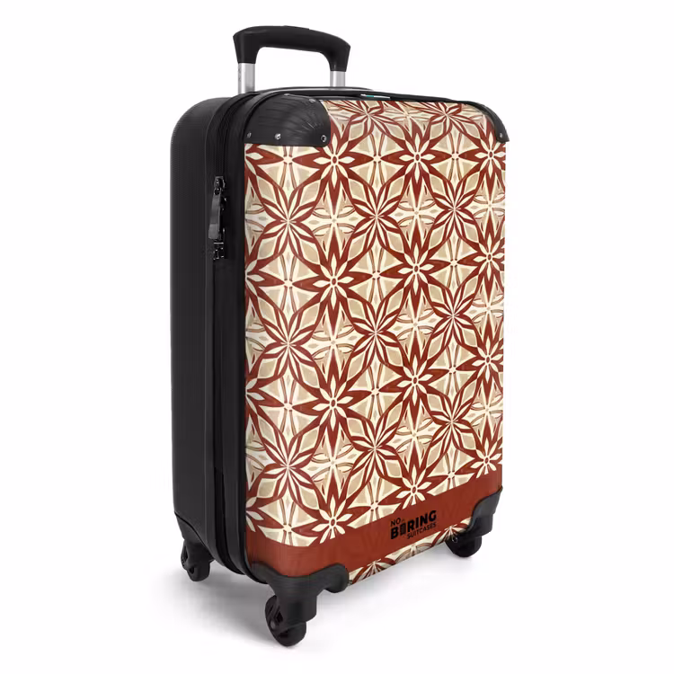 Koffer - Bordeauxrood - Geometrisch - Tegel - Patroon - Bordeauxrood - Geometrisch - Tegel - Patroon NBS - Handbagage koffer - Volwassenen Unisex middel