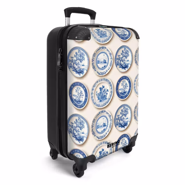Borden - Bomen - Planten - Blauw NBS - Handbagage koffer - Volwassenen Unisex middel -productfoto_3d