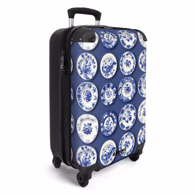 Borden - Floraal - Blauw NBS - Handbagage koffer - Volwassenen Unisex middel -productfoto_3d