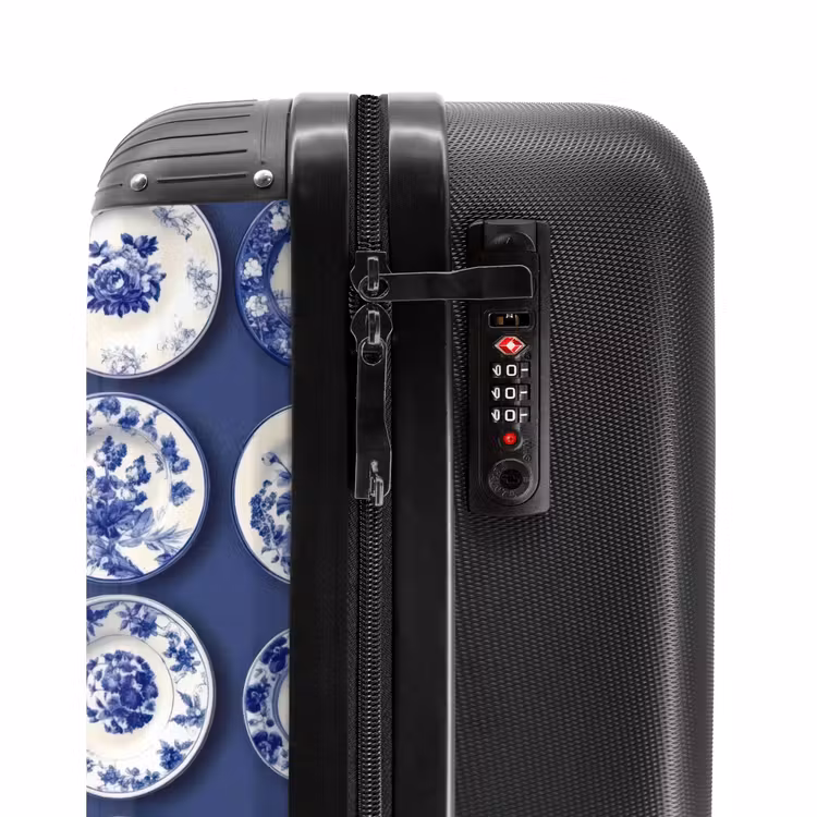 Borden - Floraal - Blauw NBS - Handbagage koffer - Volwassenen Unisex middel -slot