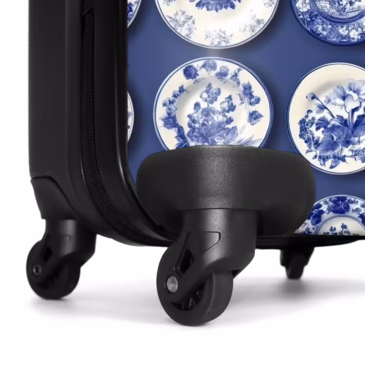 Borden - Floraal - Blauw NBS - Handbagage koffer - Volwassenen Unisex middel -wiel