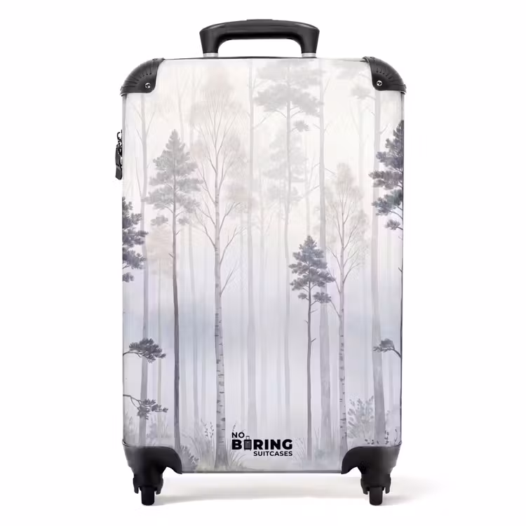 Koffer - Bos - Bomen - Mist - Natuur - Illustratie - Grijs - Bos - Bomen - Mist - Natuur - Illustratie - Grijs NBS - Handbagage koffer - Volwassenen Unisex middel