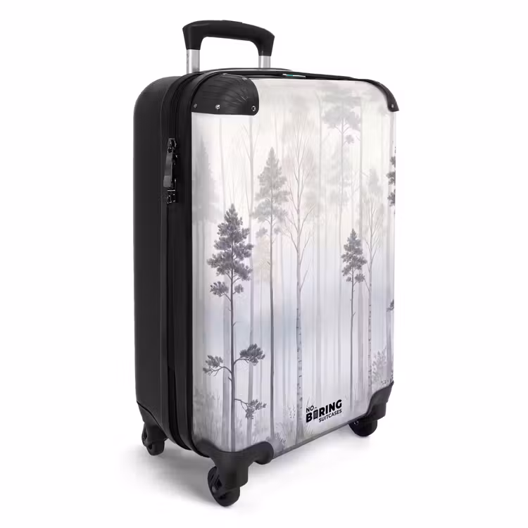 Koffer - Bos - Bomen - Mist - Natuur - Illustratie - Grijs - Bos - Bomen - Mist - Natuur - Illustratie - Grijs NBS - Handbagage koffer - Volwassenen Unisex middel