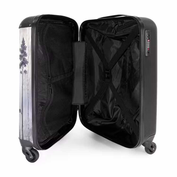 Koffer - Bos - Bomen - Mist - Natuur - Illustratie - Grijs - Bos - Bomen - Mist - Natuur - Illustratie - Grijs NBS - Handbagage koffer - Volwassenen Unisex middel