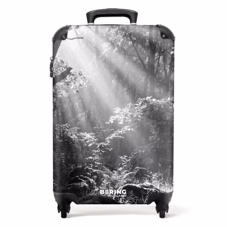 Koffer - Bos - Lichtstralen - Natuur - Zwart-wit - Bos - Lichtstralen - Natuur - Zwart-wit NBS - Handbagage koffer - Volwassenen Unisex middel