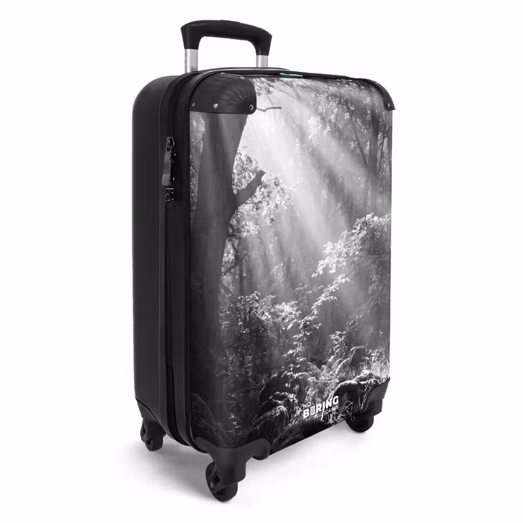 Koffer - Bos - Lichtstralen - Natuur - Zwart-wit - Bos - Lichtstralen - Natuur - Zwart-wit NBS - Handbagage koffer - Volwassenen Unisex middel