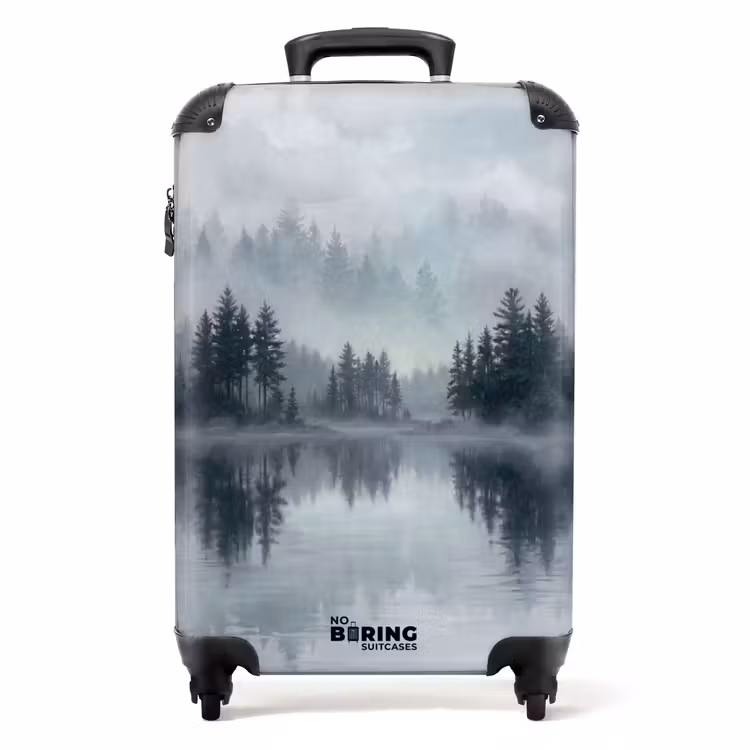Koffer - Bos - Meer - Mist - Natuur - Grijs - Bos - Meer - Mist - Natuur - Grijs NBS - Handbagage koffer - Volwassenen Unisex middel