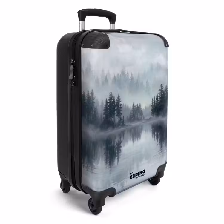Koffer - Bos - Meer - Mist - Natuur - Grijs - Bos - Meer - Mist - Natuur - Grijs NBS - Handbagage koffer - Volwassenen Unisex middel