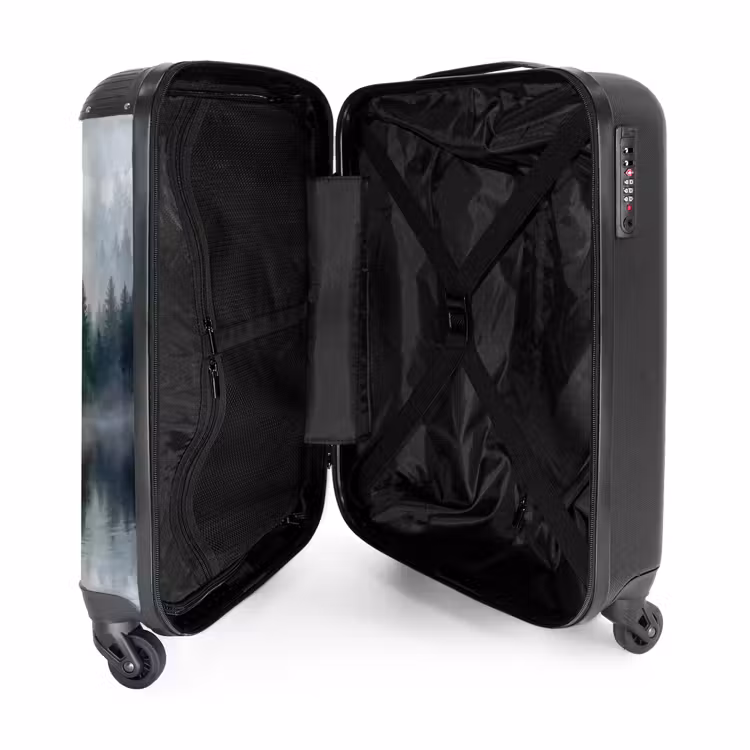Koffer - Bos - Meer - Mist - Natuur - Grijs - Bos - Meer - Mist - Natuur - Grijs NBS - Handbagage koffer - Volwassenen Unisex middel