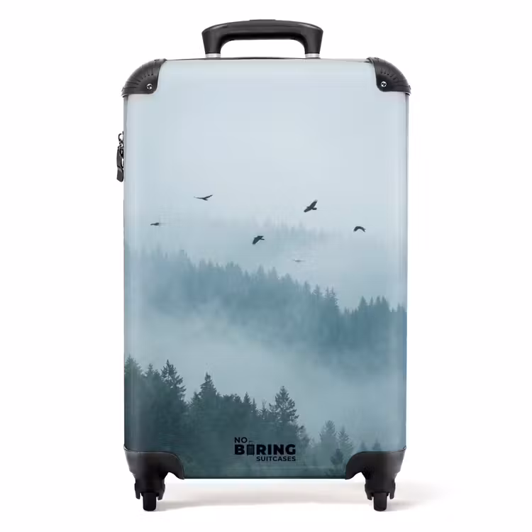Koffer - Bos - Mist - Vogels - Natuur - Groen - Bos - Mist - Vogels - Natuur - Groen NBS - Handbagage koffer - Volwassenen Unisex middel